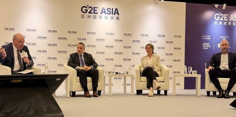 From left to right: Peter Cohen (Director Regulatory Affairs, The Agenda Group), Joseph Bufalino (Executive Director of Responsible Gambling, Marina Bay Sands), Tracy Schrans (President and CEO, Focal Research), and Al Watson (Chief Executive Officer, DataWorks Group)